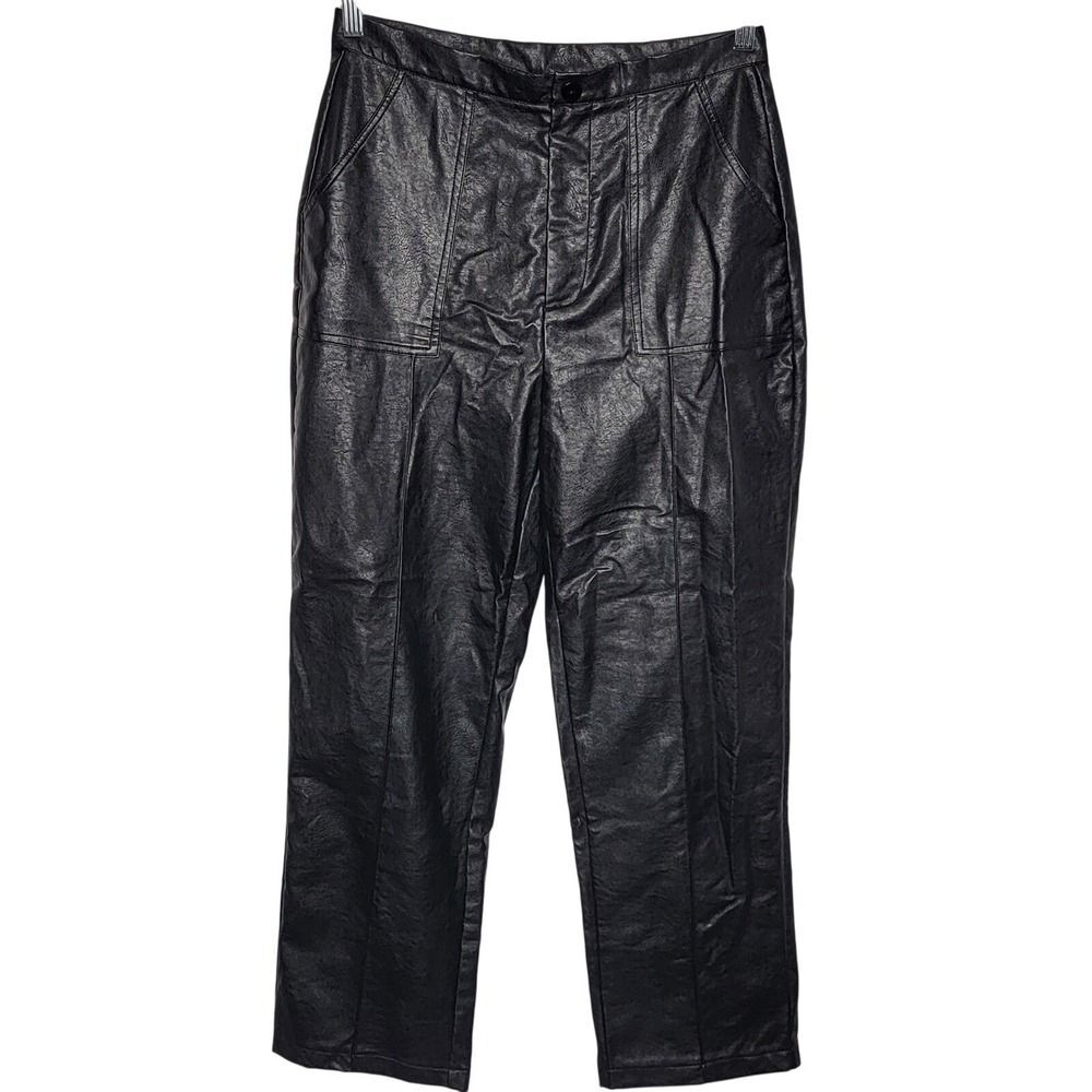 Princess Polly Black Faux Leather Pants Size 8 Grunge Goth Punk Alt Dark Witchy